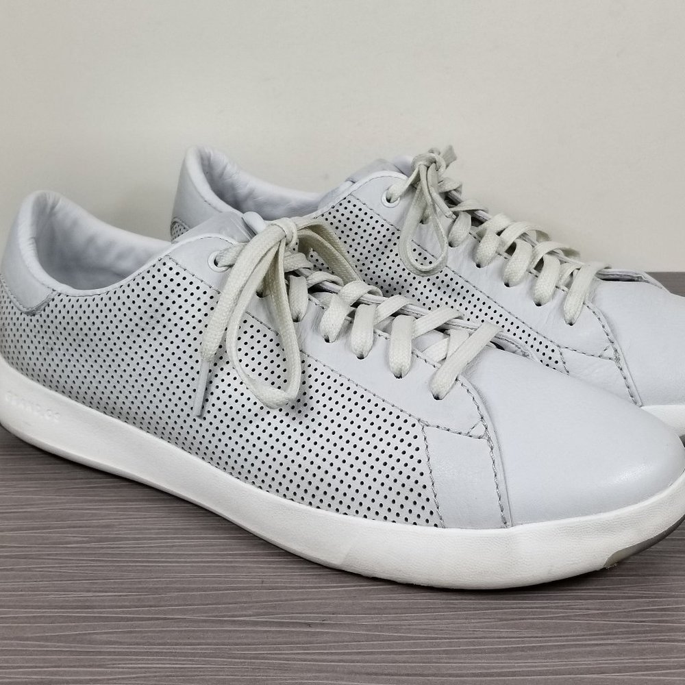 Cole Haan GrandPrø Tennis Sneaker, Chalk Tumbled Leather, Mens Size 9 M
